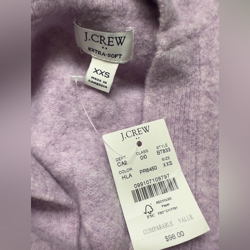 J. Crew Lilac V-Neck Women's Sweater pit to pit 18 (mix49) - Picture 2 of 3